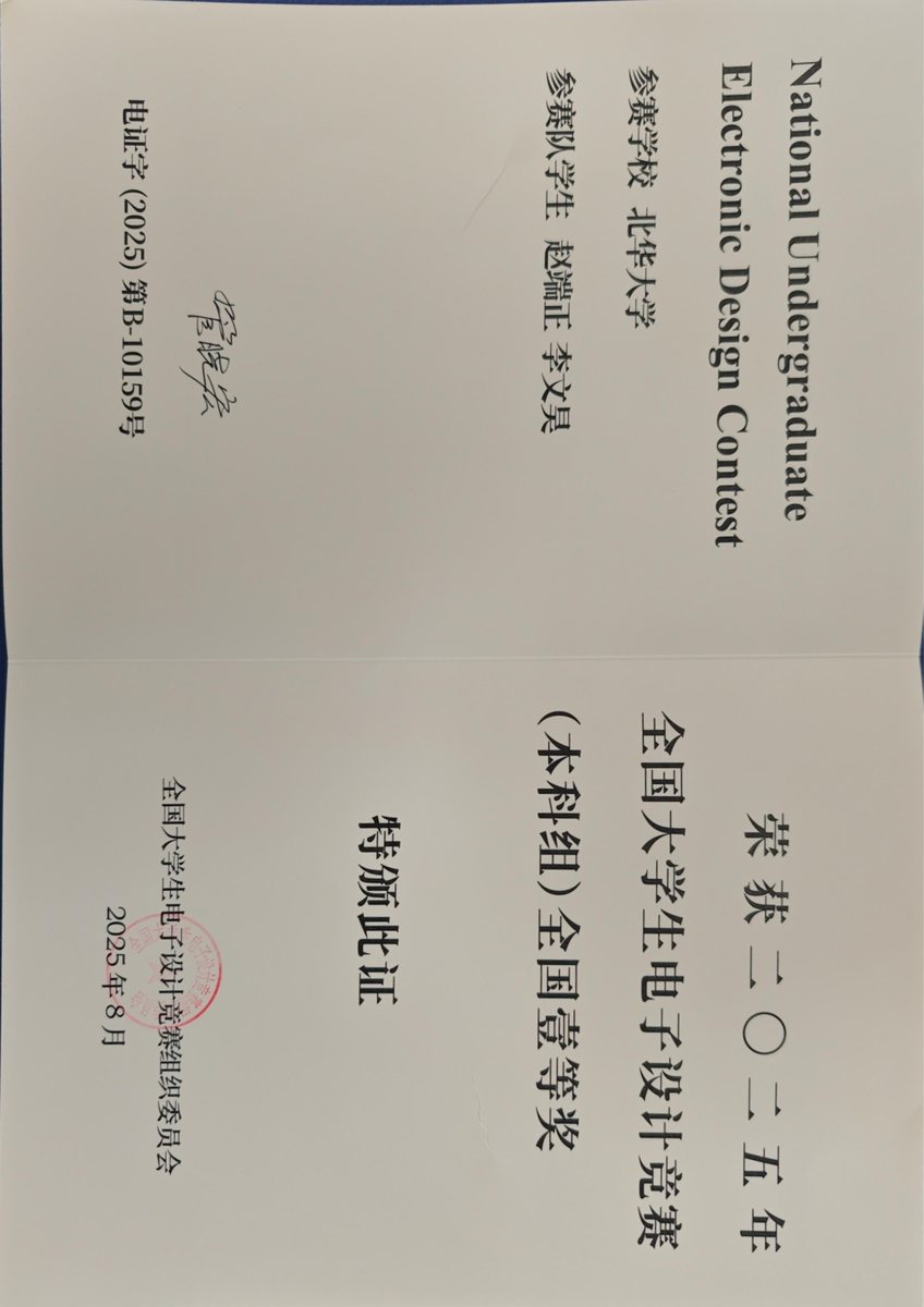 全国大学生电子设计竞赛 获奖证书