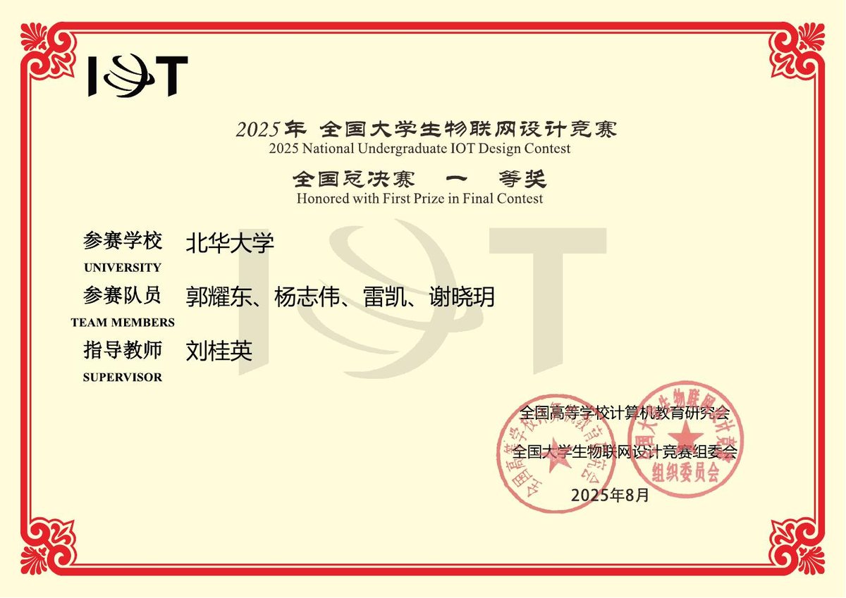 全国大学生物联网设计竞赛 国家一等奖