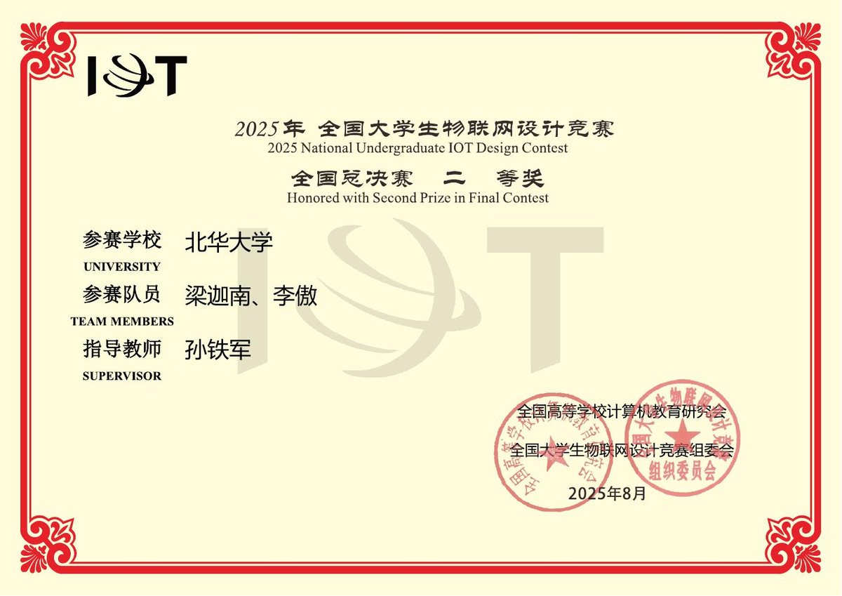 全国大学生物联网设计竞赛 国家二等奖