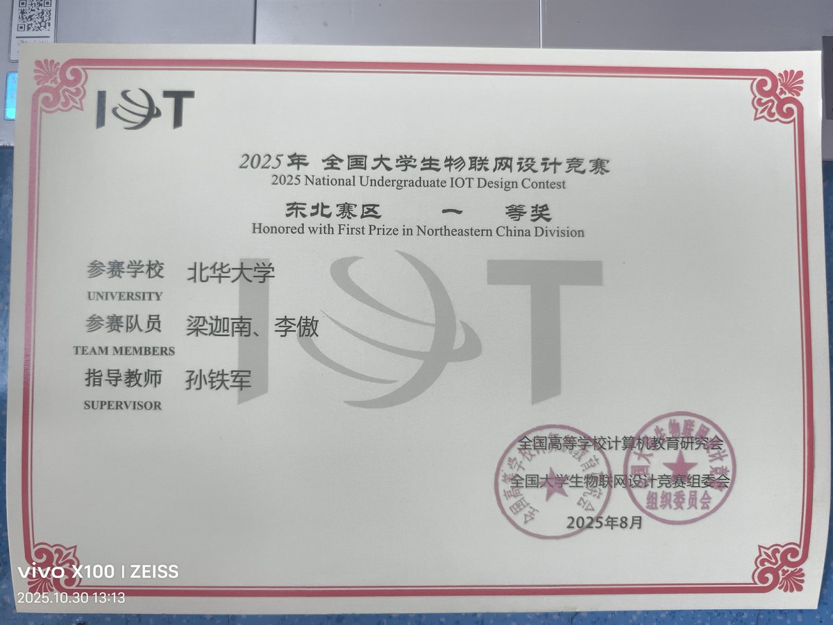 全国大学生物联网设计竞赛 省级一等奖