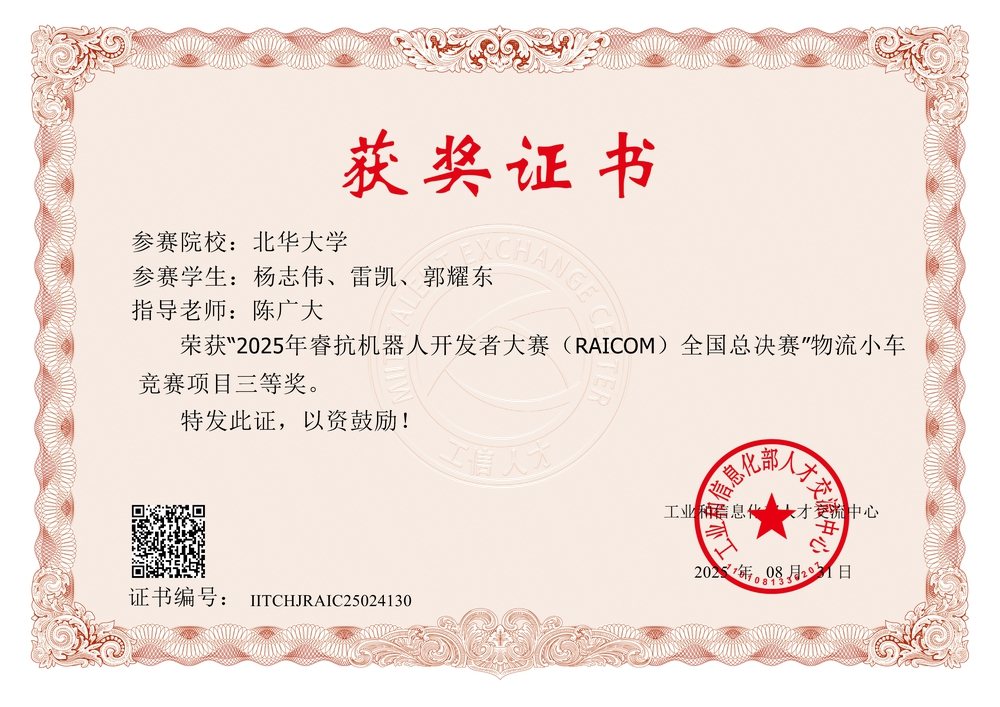睿抗机器人开发者大赛 国家三等奖