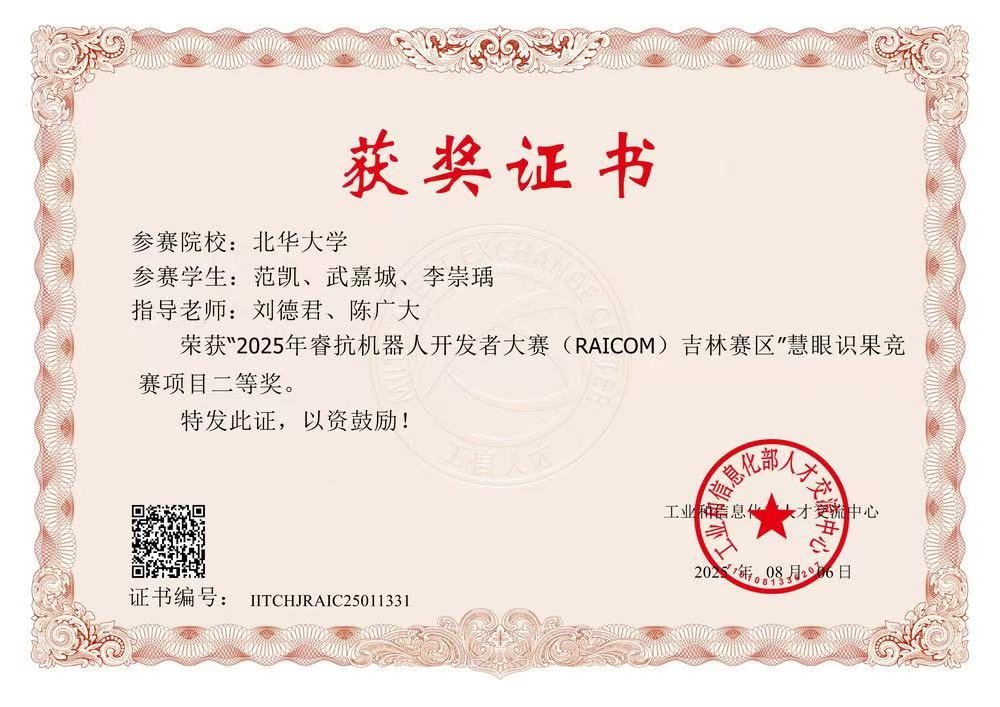 睿抗机器人开发者大赛 省级二等奖