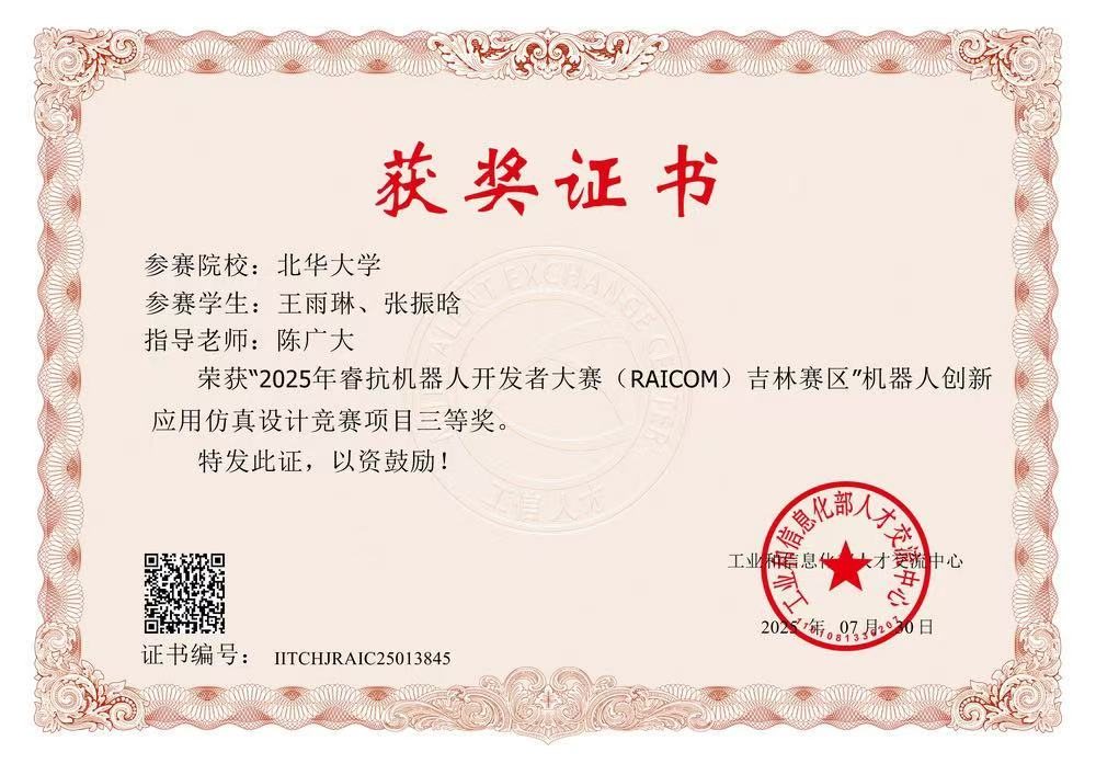 睿抗机器人开发者大赛 省级三等奖