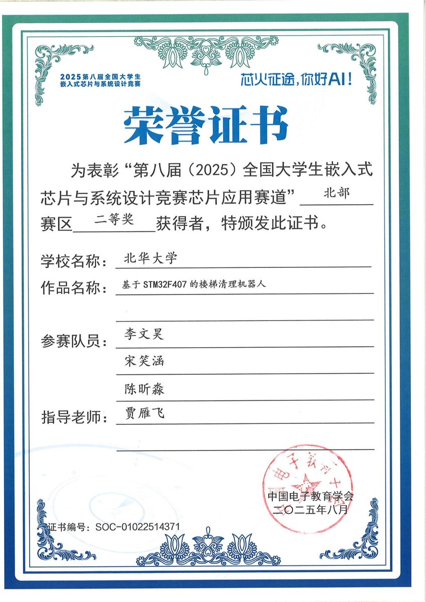 全国大学生嵌入式芯片与系统设计竞赛 省级二等奖